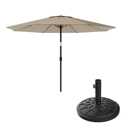 10-Foot Outdoor Patio Umbrella With Base, Sand